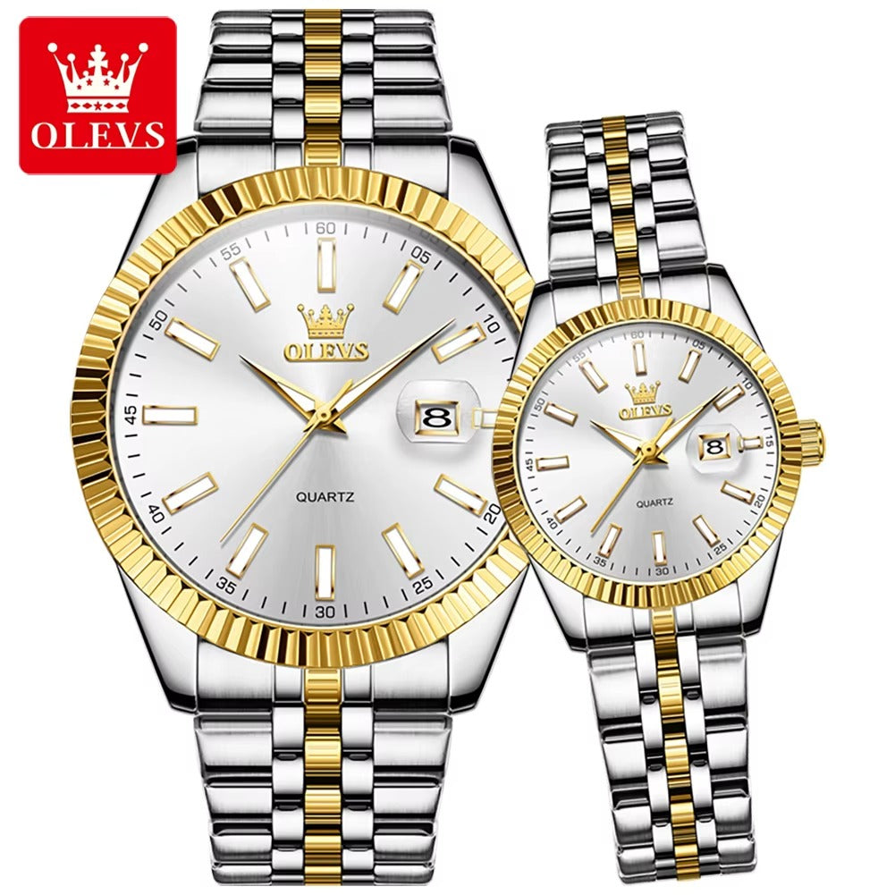Combo Reloj de negocios de lujo para hombre y mujer