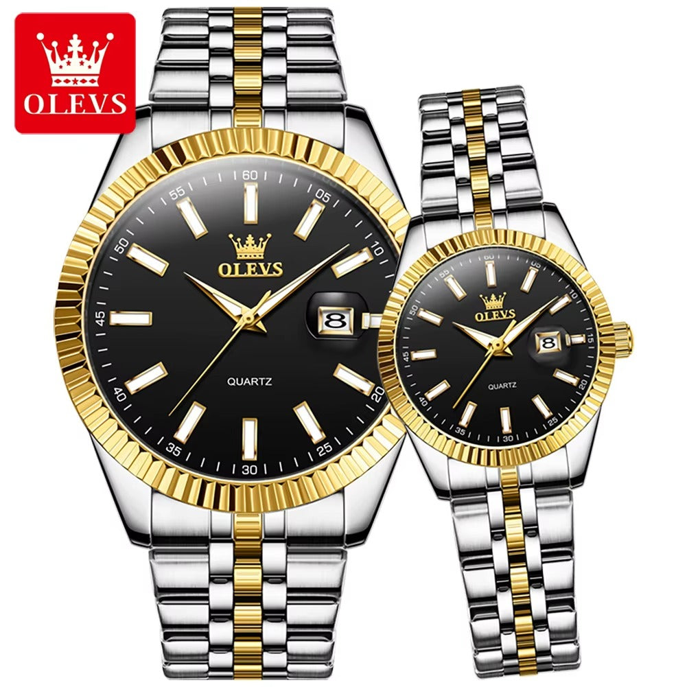 Combo Reloj de negocios de lujo para hombre y mujer