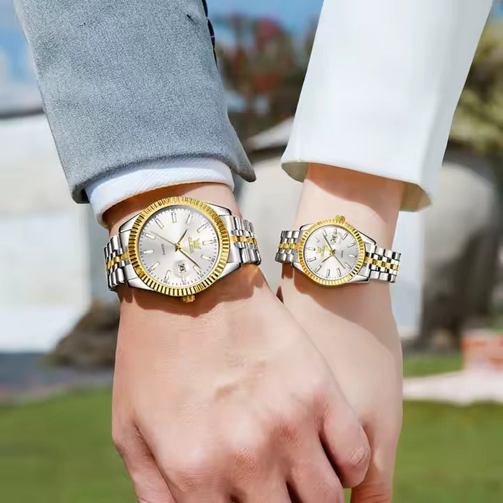 Combo Reloj de negocios de lujo para hombre y mujer