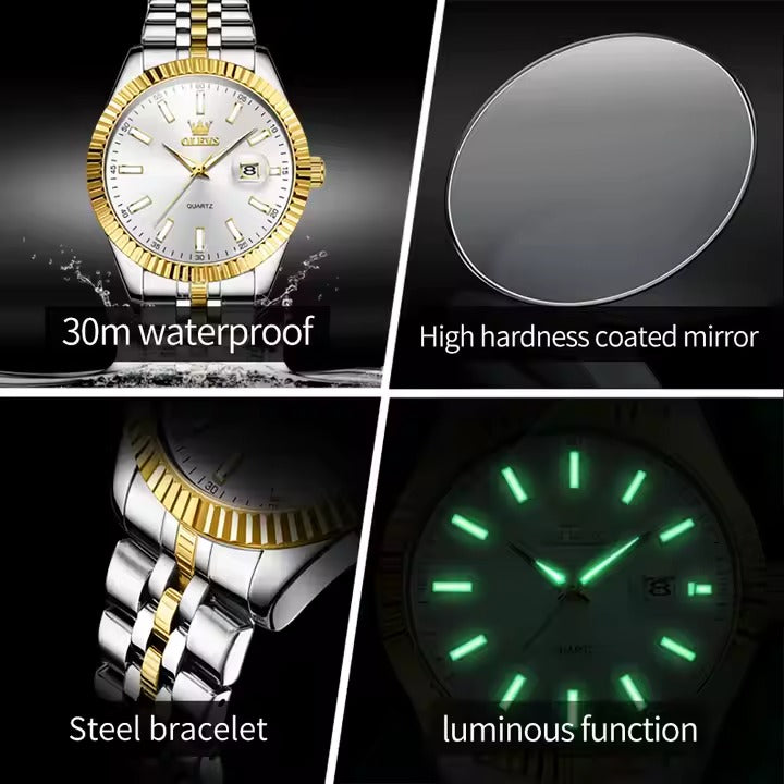 Combo Reloj de negocios de lujo para hombre y mujer
